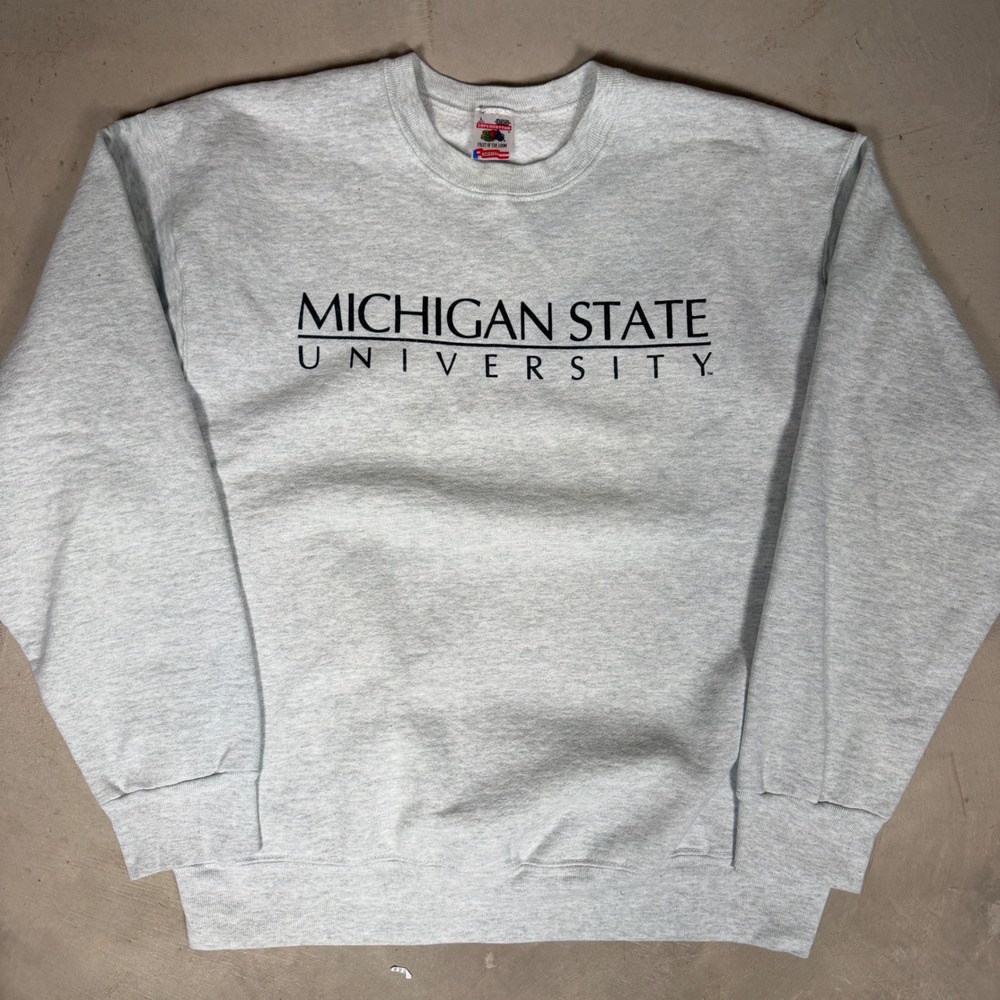 90s Vintage Fruit of the Loom Michigan State University Sweatshirt Gray Mens L